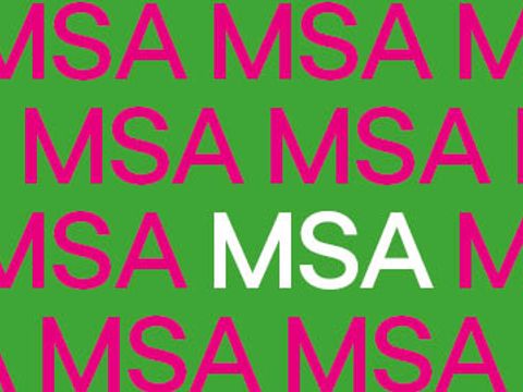 Grafik in Grün, Pink und Weiß mit den Buchstaben MSA
