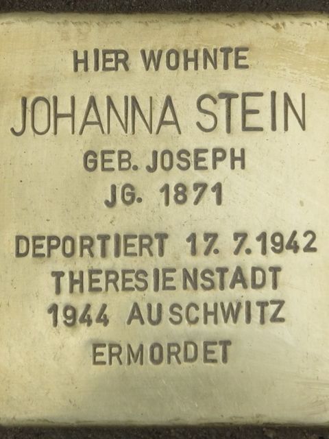 Stolperstein Johanna Stein, Foto:H.-J. Hupka