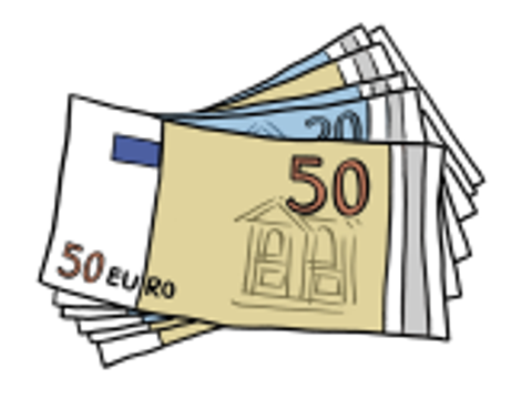 Grafik von fünfzig und zwanzig Euro Scheinen