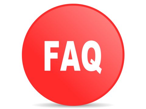 Roter Kreis mit den Buchstaben FAQ