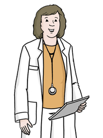 Illustration einer Ärztin im weißen Kittel