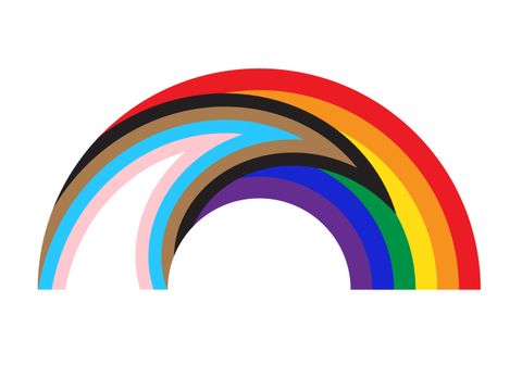 Progress-Flagge bestehend aus der Regenbogen- und der Trans-Pride-Flagge