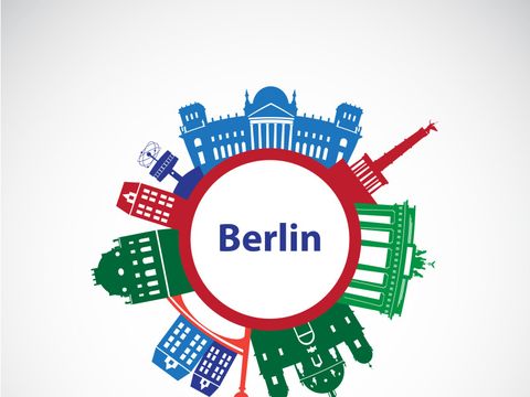Silhouette von Berlin - Kreisförmiges Logo