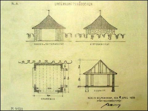 Hindenburgpark, Unterkunftshäuschen, Entwurf 1935