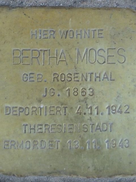 Stolperstein Bertha Moses, Foto:H.-J. Hupka