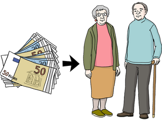 Geldscheine für alte Menschen