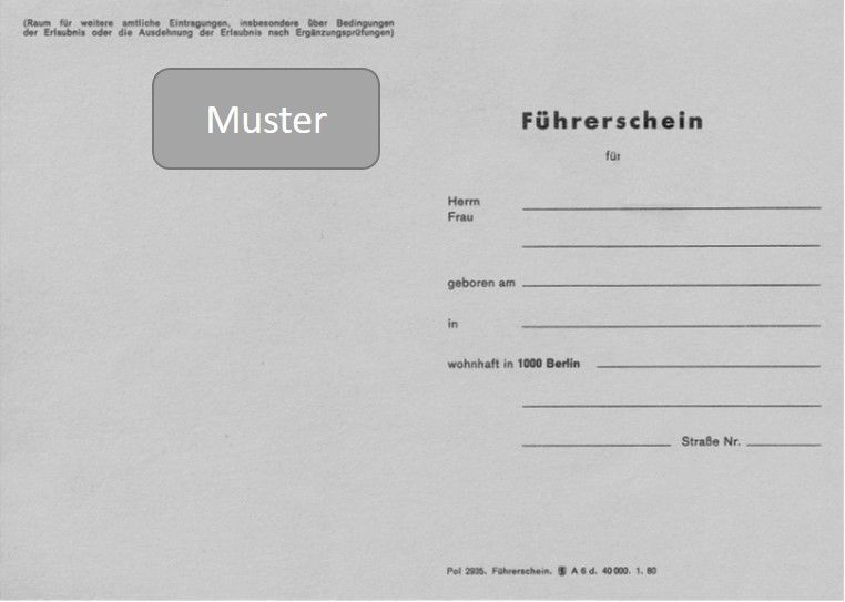 Führerscheinmodell der Bundesrepublik von 1949 bis 31.03.1986