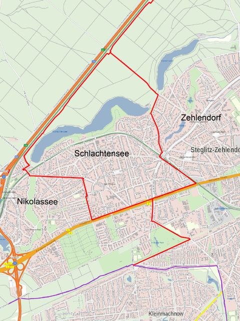 Bildvergrößerung: Karte des Ortsteils Schlachtensee