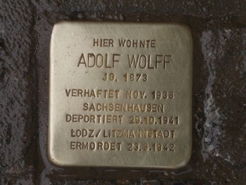 Stolperstein Adolf Wolff, Foto: F. Siebold, 20.03.2012