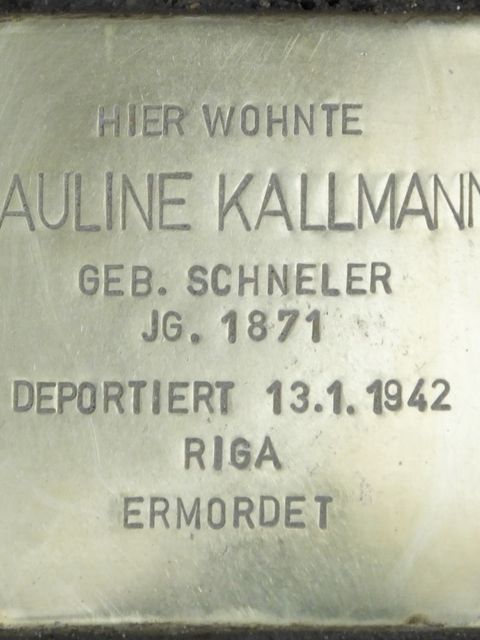 Stolperstein Pauline Kallmann, Foto:H.-J. Hupka, 2013