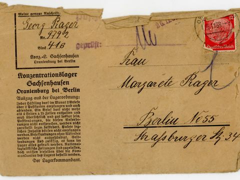 Häftlingsbrief von Georg Prager an seine Frau