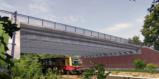 Visualisierung des Ersatzneubaus der Südlichen Blumberger Damm Brücke, Blick in Nordwest-Richtung