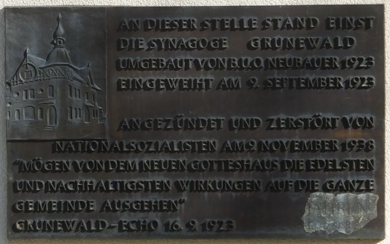 Gedenktafel Synagoge Grunewald