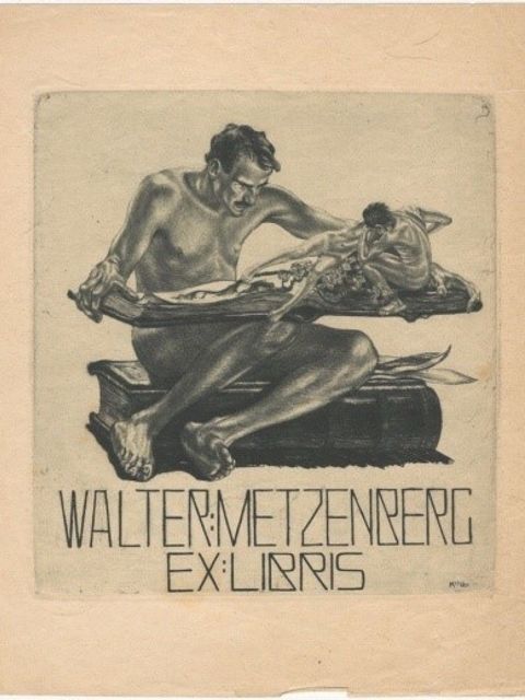 Bildvergrößerung: Alois Kolb "Exlibris Walter Metzenberg" abgebildet in: "Die Kunst für alle", Jg. 26 (1910/11), S.323.