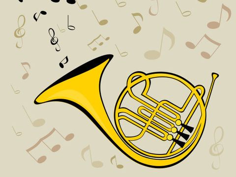 Französisches Horn und Noten