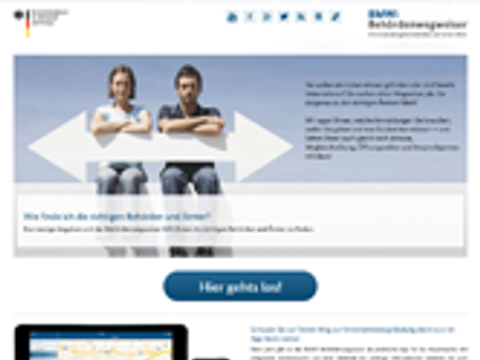 Screenshot der Webseite des BMWI Behördenwegweisers