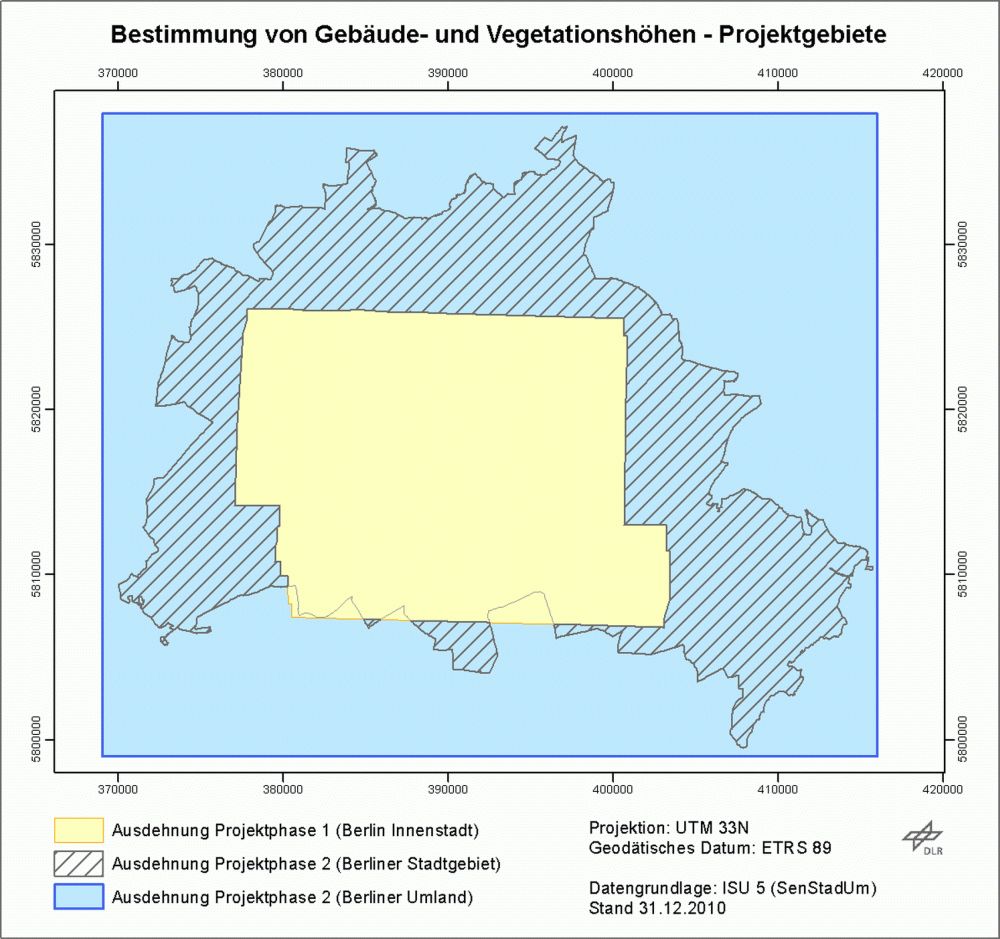 Bildvergrößerung: Abb. 2: Ausdehnung der Projektgebiete – Berliner Stadtgebiet und Berliner Umland 