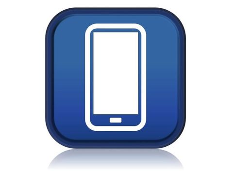 Blaues Symbol mit stilisiertem Smartphone