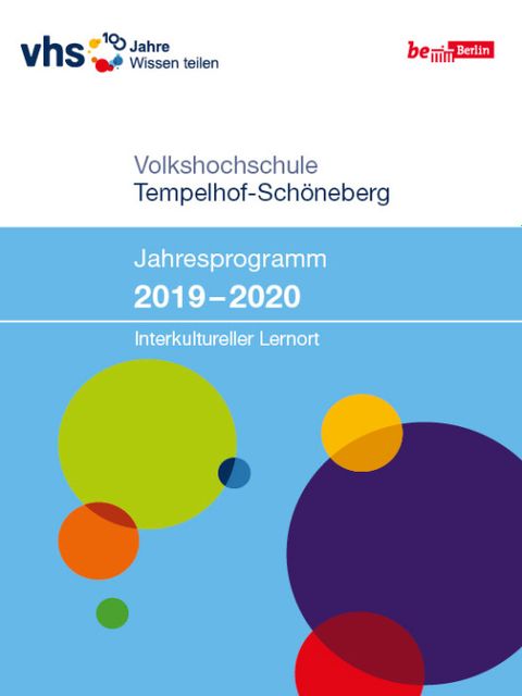 Bildvergrößerung: Cover des Jahresprogramms 2019-2020 der Volkshochschule Tempelhof-Schöneberg