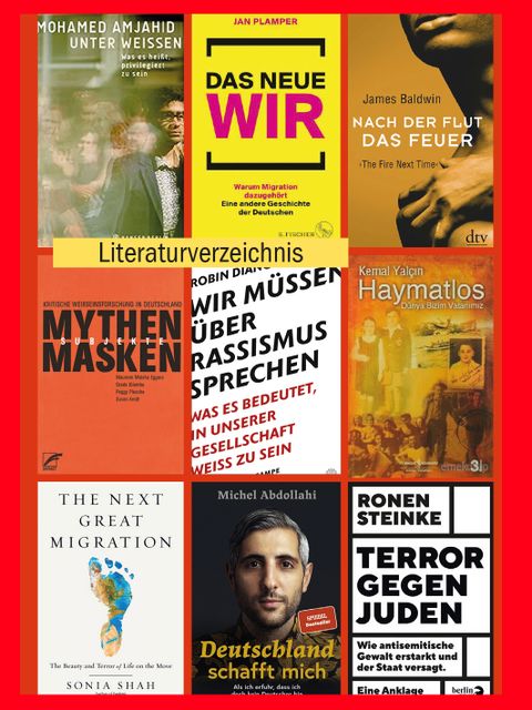 Flyer mit dem Angebot über Bücher mit Rassismuskritik und Migration