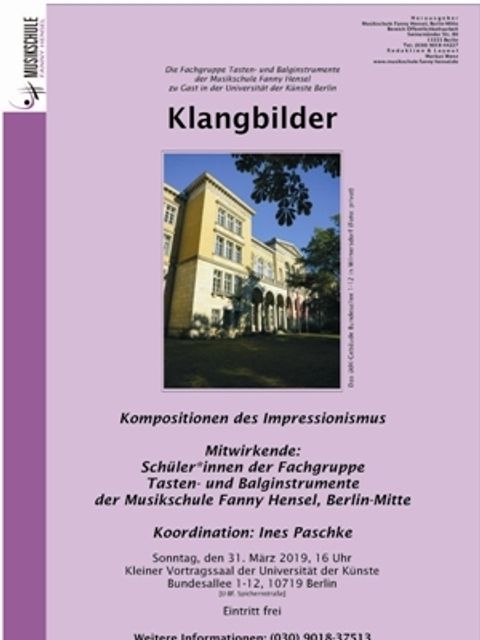 Plakat Klangbilder - Fachgruppenkonzert