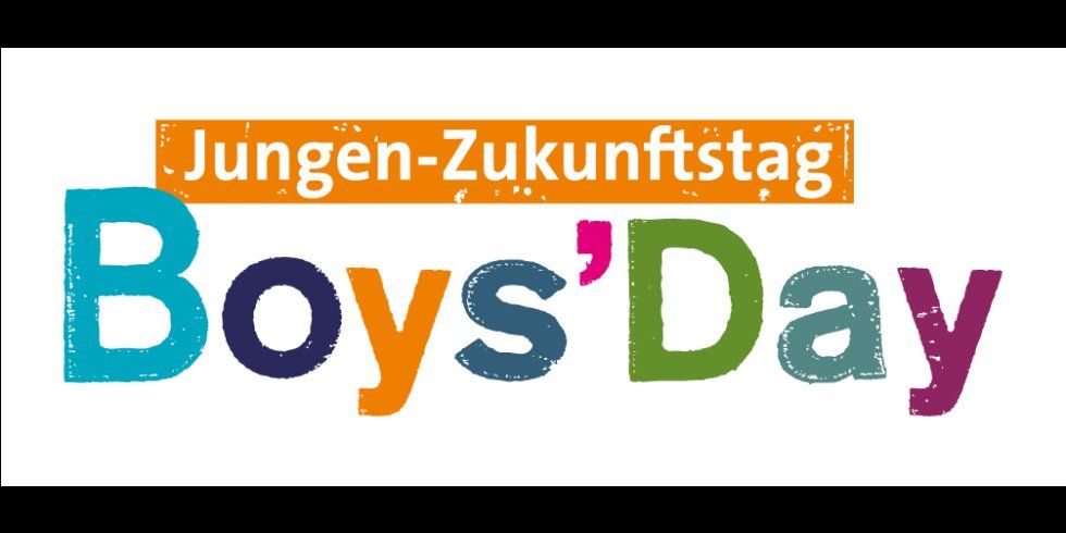 Logo des Boys'Day mit deutscher Übersetzung Jungen-Zukunftstag
