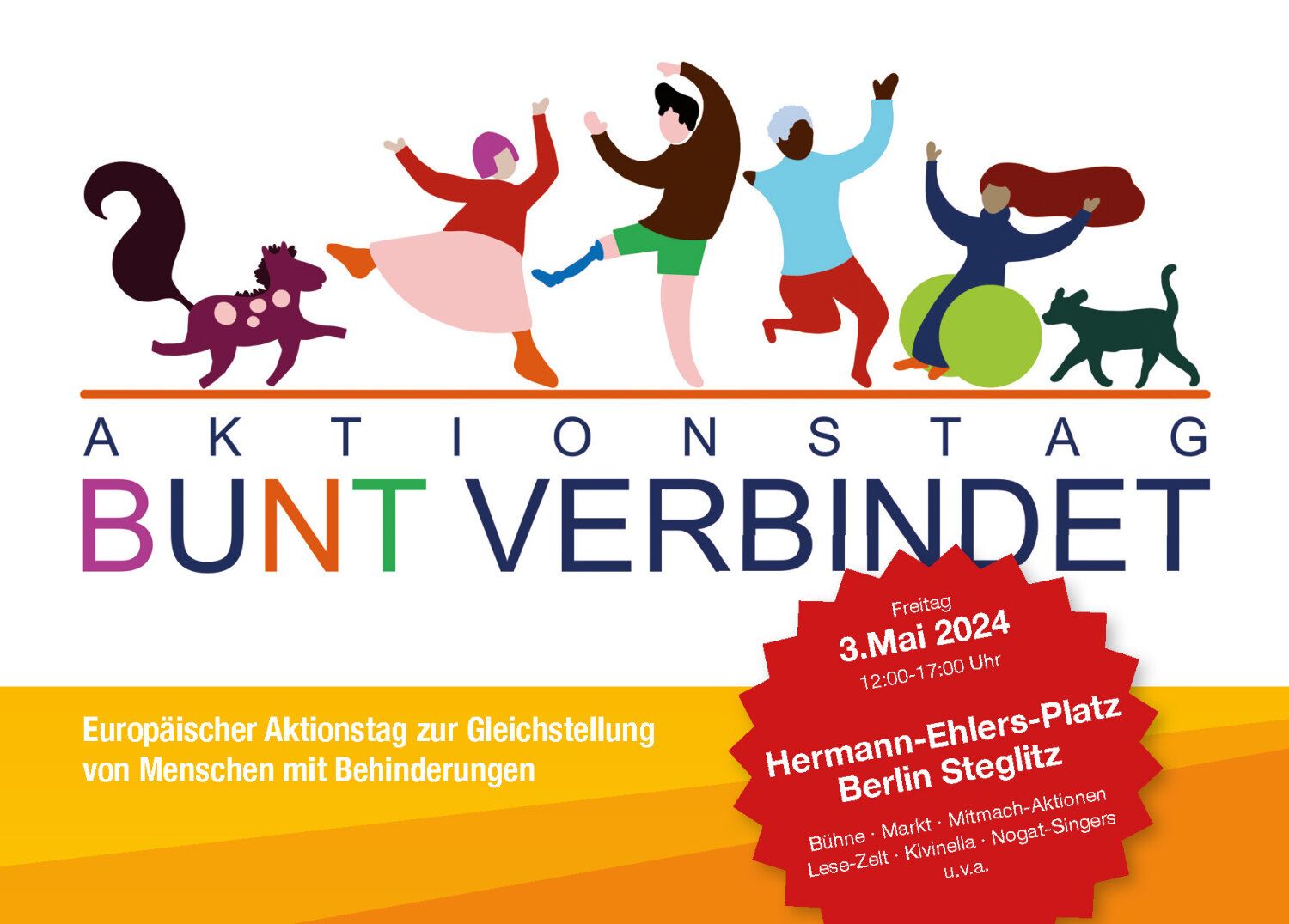 Bildvergrößerung: Aktionstag Bunt verbindet am 03.05.2024 auf dem Hermann-Ehlers-Platz (Vorderseite der Postkarte)