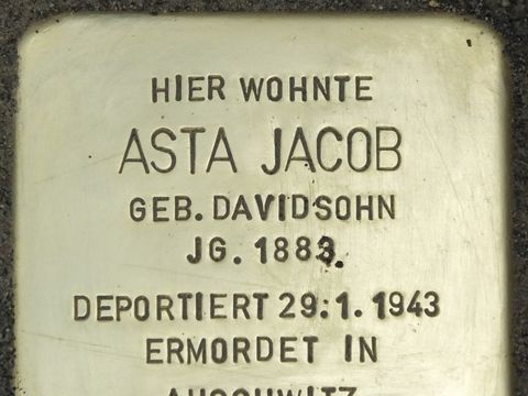 Stolperstein Asta Jacob, Foto:H.-J. Hupka, 2014