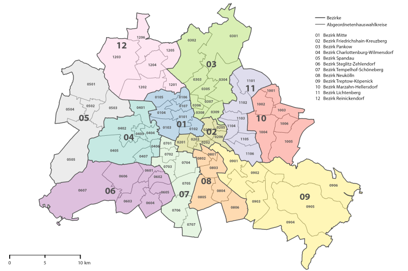 Wahlkreiskarte Berliner Wahlen 2021