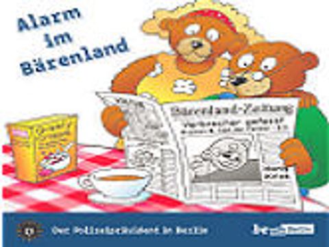 Brummi CD-Cover - Bäreneltern lesen Zeitung am Frühstückstisch, Schlagzeile: Verbrecher gefasst