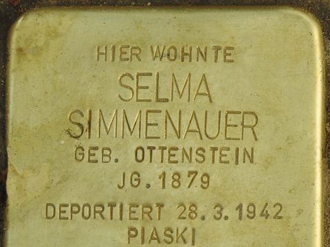 Bildvergrößerung: Stolpertein Selma Simmenauer Nürnberger Platz oder Nürnberger Straße 38 (1)
