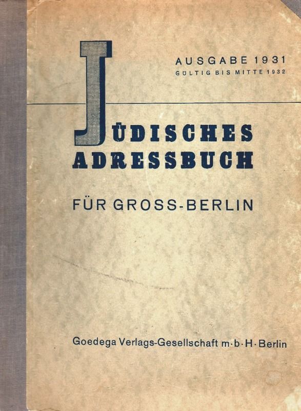 Jüdisches Adressbuch für Gross-Berlin 1931