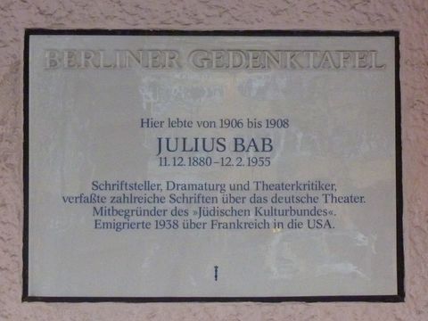 Gedenktafel für Julius Bab, 30.12.2013, Foto: KHMM