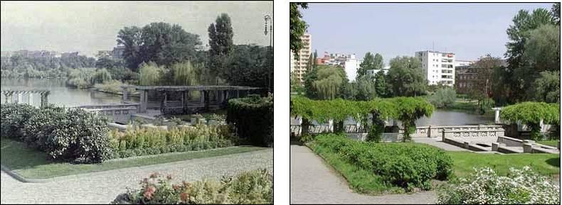 Fotovergleich historisch und heute - Die grosse Kaskade auf dem Dernburgplatz
