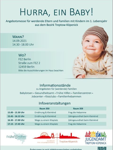 Bildvergrößerung: Plakat mit Informationen zur Messe: Hurra, Ein Baby!