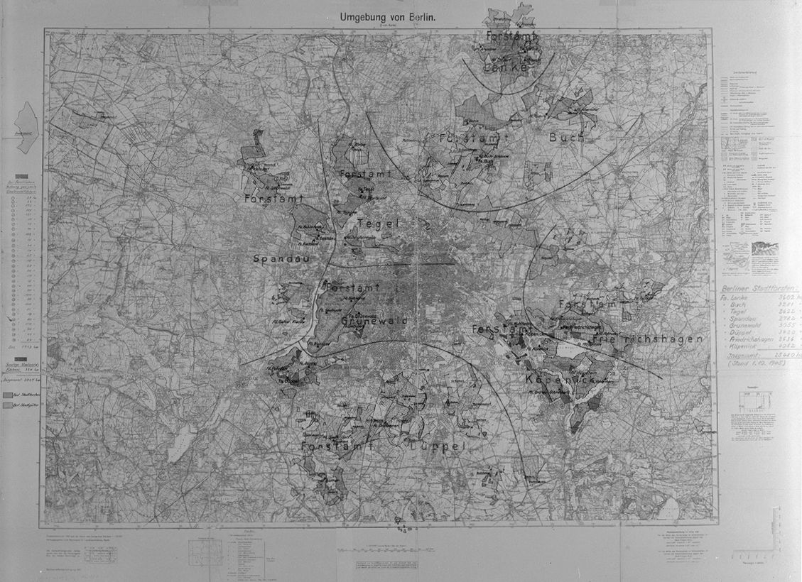 Bildvergrößerung: Abb. 1: Übersicht über die Stadtforsten in der Umgebung von Berlin im Jahr 1945