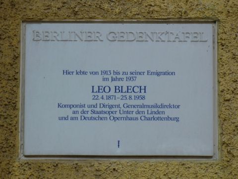 Bildvergrößerung: Gedenktafel für Leo Blech, 26.9.2006, Foto: KHMM