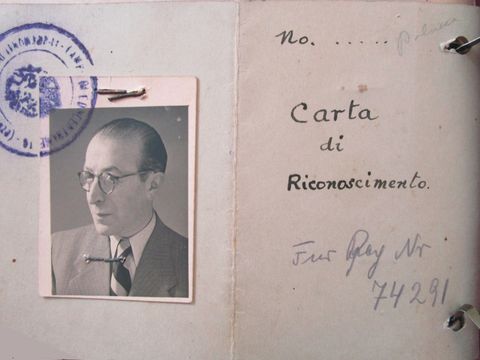 Josef Weinberger's Ausweis im Lager Ferramonti