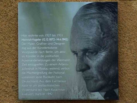 Bildvergrößerung: Gedenktafel für Heinrich Vogeler