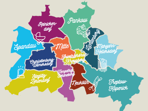 Berlinkarte mit Piktogrammen