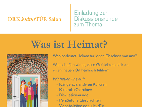 Bildvergrößerung: Einladung drk kulturTÜR Salon zum Thema "Was ist Heimat?"