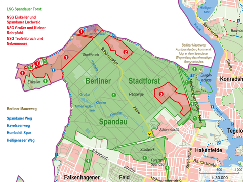 Bildvergrößerung: Karte des NATURA 2000-Gebietes Spandauer Forst