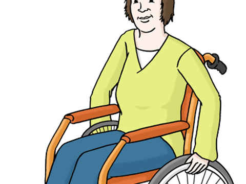 Illustration einer Frau im Rollstuhl