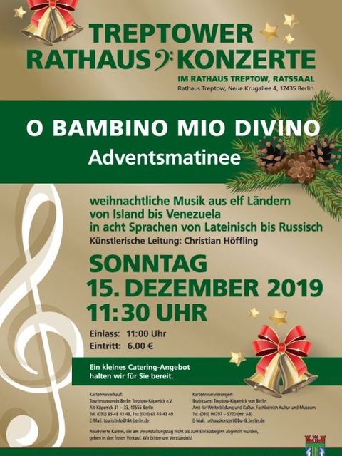 Bildvergrößerung: Plakat zur Adventsmatinee im Rathaus Treptow am 15.12.2019