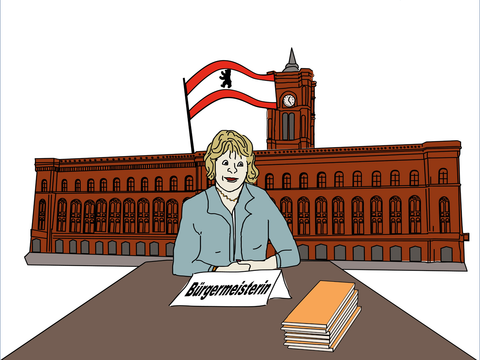 Die Regierende Bürgermeisterin von Berlin vor dem Roten Rathaus