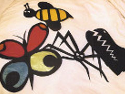 Scherenschnitt Schmetterling, Spinne und Biene