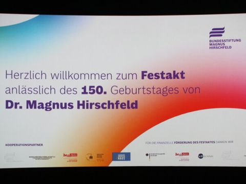 Bildvergrößerung: Grafilk zum Festakt 150. Geburtstag Magnus Hirschfeld