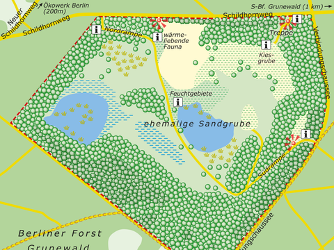 Bildvergrößerung: Karte des NSG Sandgrube im Jagen 86 des Grunewaldes