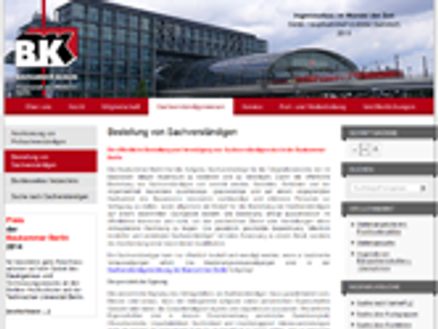 Screenshot der Webseite der Baukammer Berlin