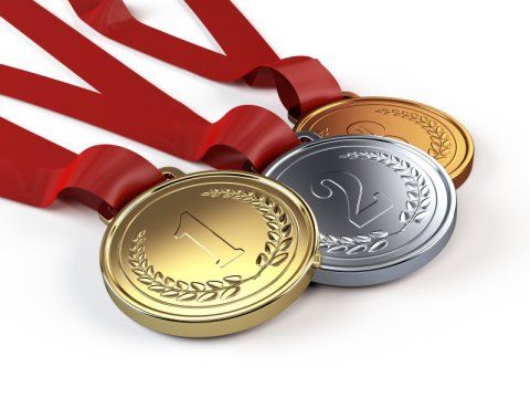 Medaillen in Bronze, Silber und Gold